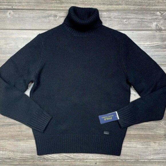 Polo Ralph Lauren Men's Wool Cashmere Turtleneck Sweater Black Size Medium NWT - Picture 2 of 8